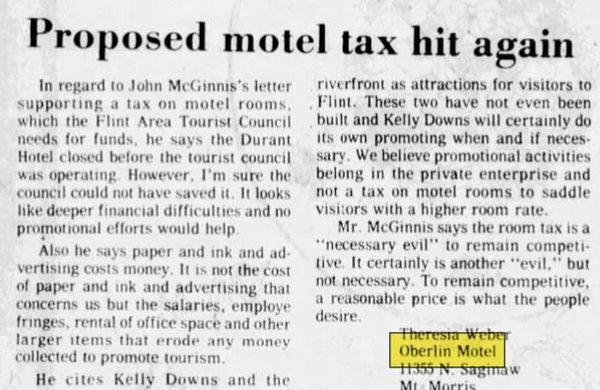 Oberlin Motel - Feb 09 1977 Article